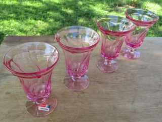 Set Of 4 Pink Jamestown Fostoria 6” Goblets Water Glasses - Pristine