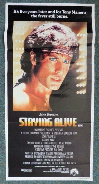 M6 Daybill John Travolta Staying Alive Glossy Stock C1983 Movie Poster