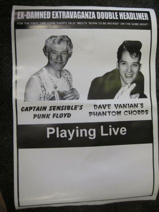 The Damned - Captain Sensible / Dave Vanian Rare Punk Rock Live 1995 Gig Poster