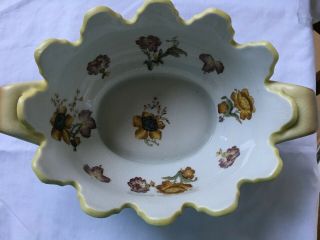 WL 1895 Wong Lee Oval Floral Flowers Fruit Bowl Centerpiece Ceramic 3