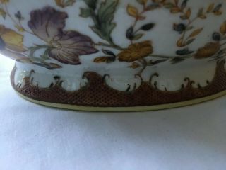 WL 1895 Wong Lee Oval Floral Flowers Fruit Bowl Centerpiece Ceramic 8