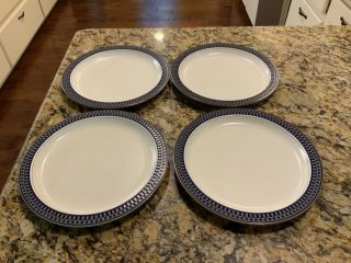 Set Of 4 Mikasa Potter’s Touch Aztec Blue Dinner Plates Cb009 11 "