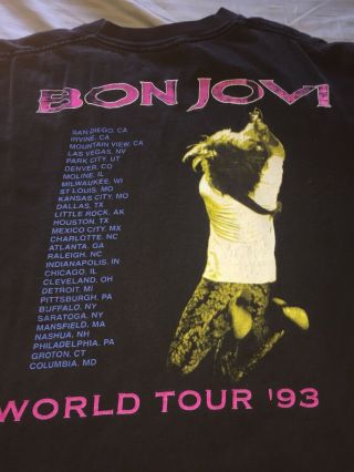 Vtg 1993 Brockum Bon Jovi Keep The Faith Concert Tour T - Shirt Double Sided Xl