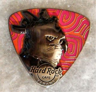 Hard Rock Cafe Panama 3d Silver Harpe Eagle Head Guitar Pick Pin 100801