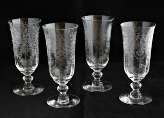 Set 4 Heisey Crystal Orchid 5025 Pattern Juice Tumbler Glass Or Parfait - 5 - 3/8 "