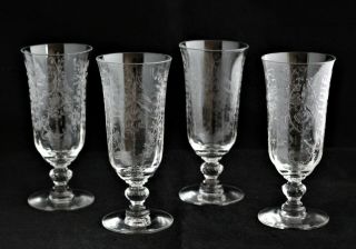 Set 4 HEISEY crystal ORCHID 5025 pattern Juice Tumbler Glass or Parfait - 5 - 3/8 