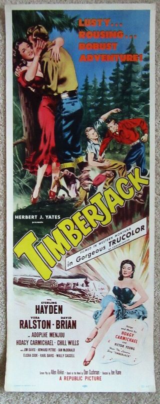 Timberjack 1955 Insrt Movie Poster Rld Sterling Hayden Vera Ralston Ex