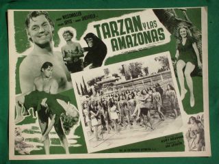 Tarzan And The Amazons Johnny Weissmuller Brenda Joyce Mexican Lobby Card 6