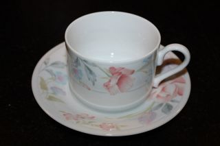 24 American Limoges Flowers Cup & Saucer Set Porcelain White Pink Blue Japan