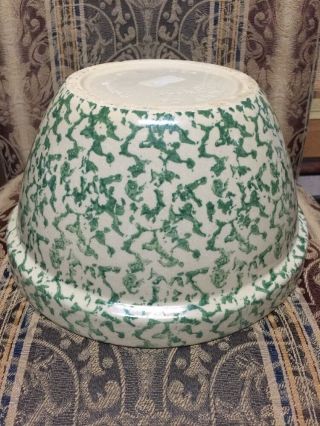 3 Vintage Roseville Ohio R.  R.  P Co.  Green Spongeware Nesting Bowls 6 " 8 " 10 "