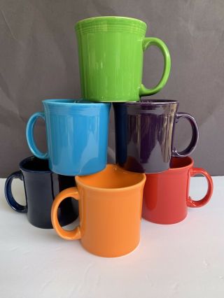 Set Of 6 Fiestaware Fiesta Handle Coffee Mugs Cups Homer Laughlin Vintage Blue