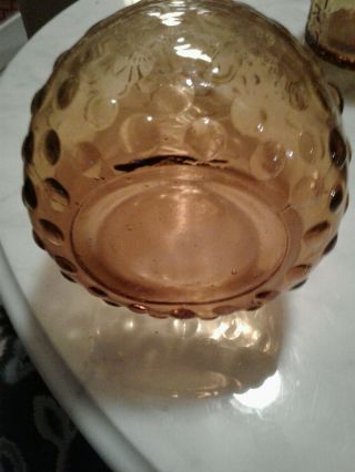 VTG.  Mid Century Modern Empoli Amber/Yellow Hobnail Decanter Glass Genie Bottle 5