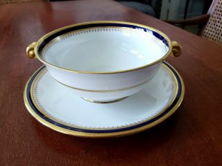 Rare Spode China Knightsbridge - Cobalt Blue Cream Soup Bowl & Saucer Set (s) 5783