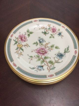 7 Vtg Lenox Morning Blossom Salad Plate Pink Blue Flowers China 8 " In W Made Usa