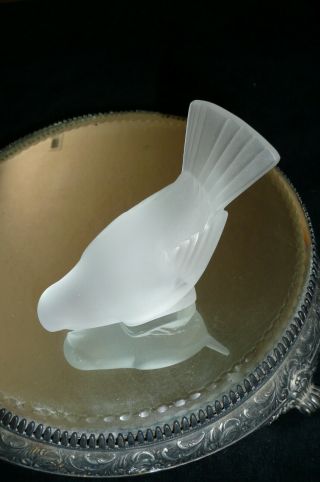 Lalique France Crystal Glass Sparrow Bird Figurine Head Down Paperweight Signed
