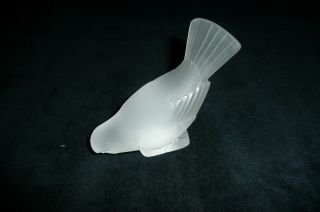 Lalique France Crystal Glass Sparrow Bird Figurine Head Down Paperweight Signed 2