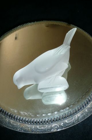 Lalique France Crystal Glass Sparrow Bird Figurine Head Down Paperweight Signed 3