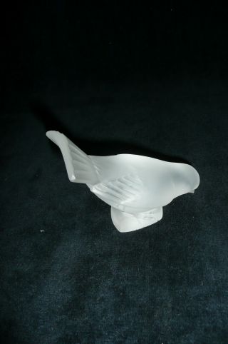 Lalique France Crystal Glass Sparrow Bird Figurine Head Down Paperweight Signed 4
