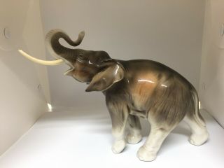 Large Royal Dux Porcelain Elephant Figurine,  Czechoslovakia 378