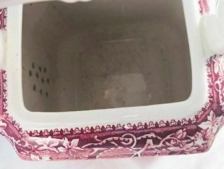 Vintage Mason ' s Pink Red Vista Teapot Kettle Top Handled Tea Pot N/R 6