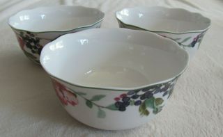Charter Club Wild Flowers - Flowers & Fruit - Set Of 3 Cereal Bowls