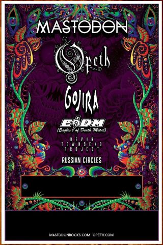 Mastodon | Opeth | Gojira | Eagles Of Death Metal Ltd Ed Rare Tour Poster