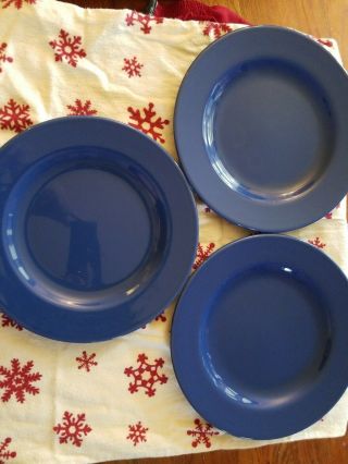Ema Grupo Vista Alegre Portugal Blue Color Smooth Rim 3 Salad Plates
