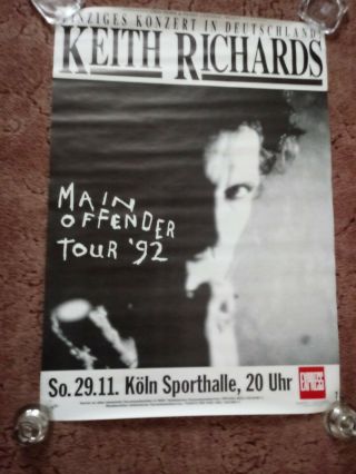 Rolling Stones/keith Richards Rare 1992 Concert Poster 85cm X 60cm