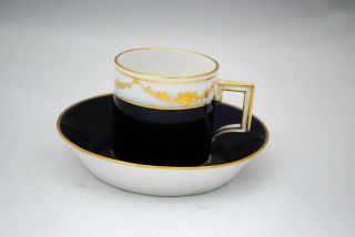 Meissen Cobalt Blue And Gold Demitasse Cup And Saucer First Quality
