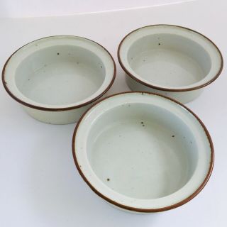 Dansk Brown Mist - Set Of 3 Rimmed Soup Bowls - Blue Mark 6 "