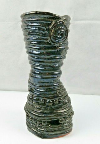 Vintage US pottery Pop Art deco black amethyst vase 2