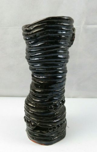 Vintage US pottery Pop Art deco black amethyst vase 3