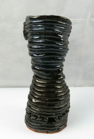 Vintage US pottery Pop Art deco black amethyst vase 5