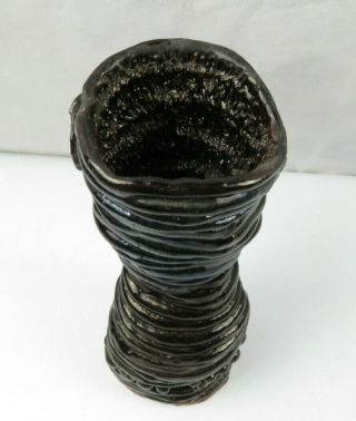 Vintage US pottery Pop Art deco black amethyst vase 6