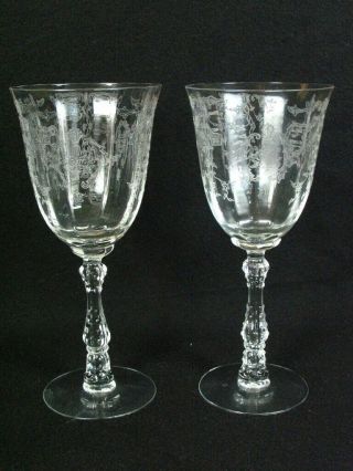 Fostoria Glass Clear Etched Navarre Footed Water Goblet 7 5/8 "