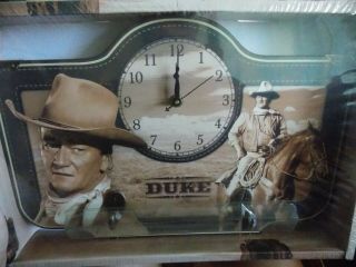 John Wayne Wood Wall Clock With Hooks -