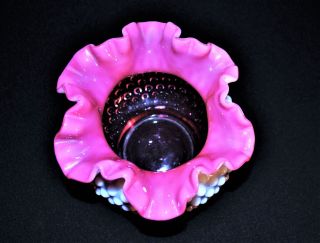 Fenton Ruffled Cranberry Opalescent Hobnail 5 " Vase