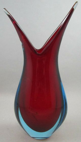 Vintage Murano Sommerso Red And Blue Vase