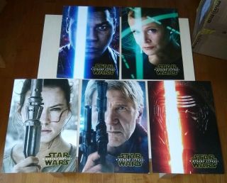 Star Wars The Force Awakens 5 Character Posters Cardstock Prints Greek Text Rare
