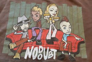 Vintage 2002 No Doubt Rock Steady Tour Shirt Caricatures Animated Gwen Stefani 3