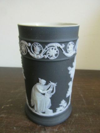 Vintage Wedgwood England Jasperware Black Vase Holder 4 "