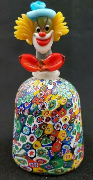 Vintage Collectible Murano Hand Blown Italian Art Glass Clown Bell Decoration