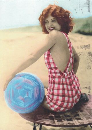 Clara Bow - Vintage Hollywood Movie Star/actress Pin - Up Postcard / Scarce