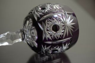 1 German Echt Bleikristall Bohemian Wine Glass Purple Cut to Clear Crystal 6