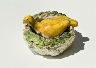 Small Antique Pearlware Staffordshire Bird On Nest