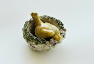 Small Antique Pearlware Staffordshire Bird On Nest 3