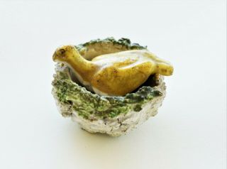 Small Antique Pearlware Staffordshire Bird On Nest 8
