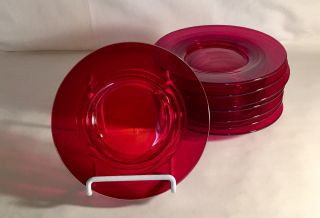 8 Paden City Ruby Red Party Line 6 " Plates