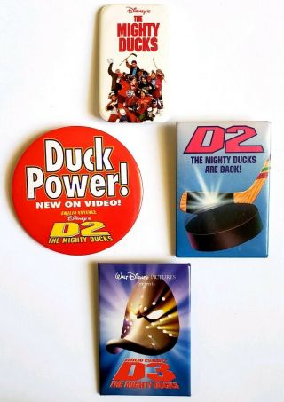 Vintage The Mighty Ducks Movie Promo Button Set Disney Joshua Jackson Pin 1 2 3