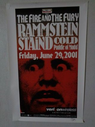 Rammstein Concert Poster 2001 28 X 18